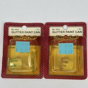 Fibre Craft Miniature Glitter Paint Can (2)  Green Gold Dollhouse